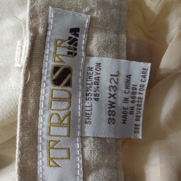 Trust USA Vintage Linen Career Trousers with Cuffs size 38x32 Men's - Picture 6 of 6